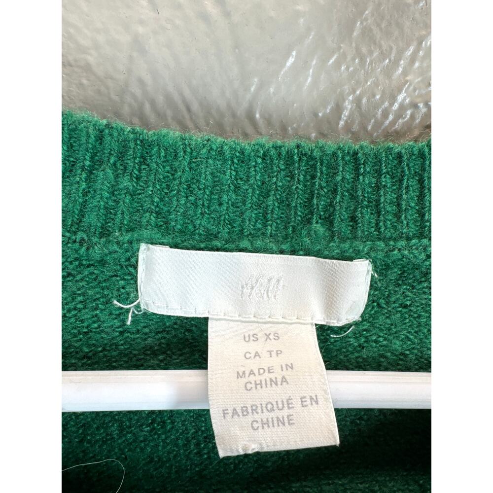 H&M Crewneck Pullover Green Wool‎ Blend Knit Sweater Womens Size XS - Picture 2 of 5